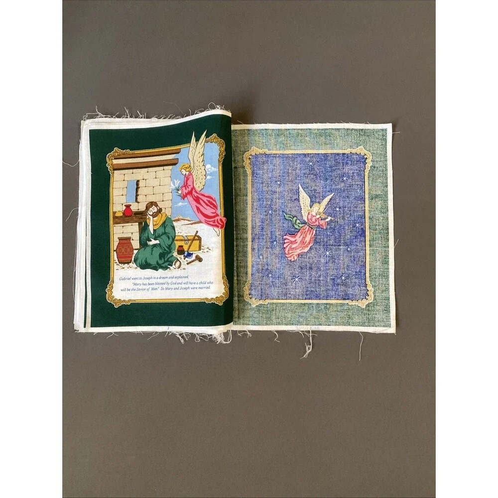 Vintage Christmas Cloth Book Sewing Panel THE NIGHT CHRIST WAS BORN DIY